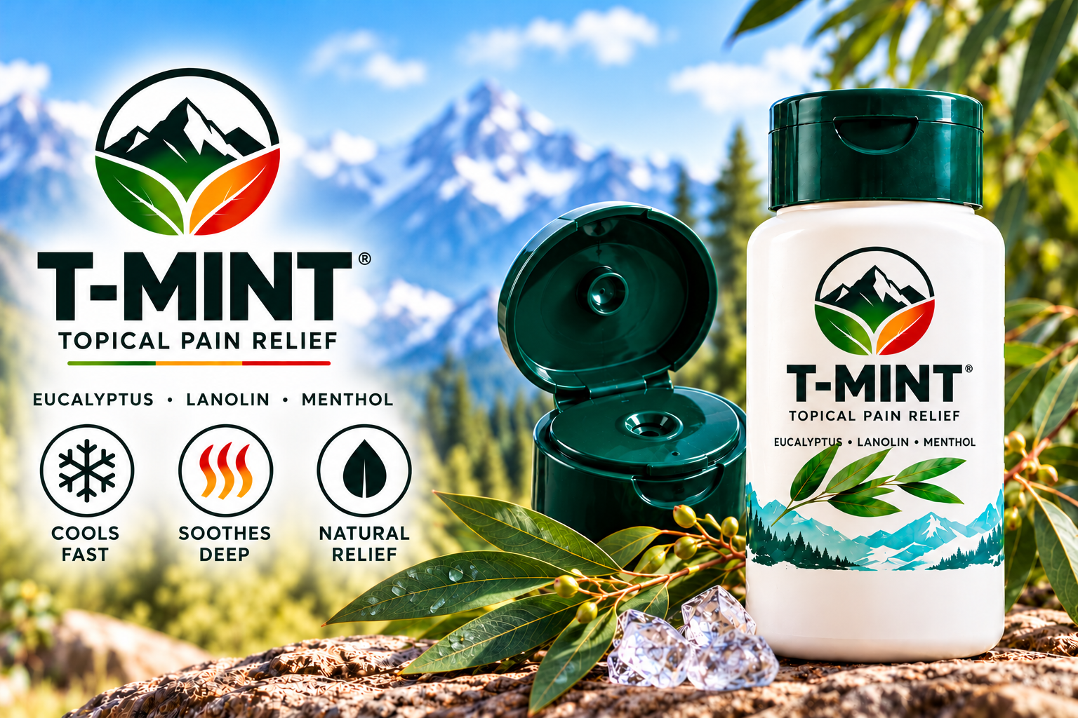T-MINT new packaging with eucalyptus leaves